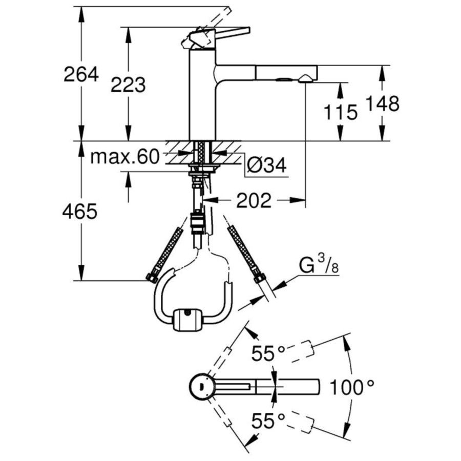 Grohe Concetto Baterie chiuveta bucatarie monocomanda cu dus extractibil, crom [2]