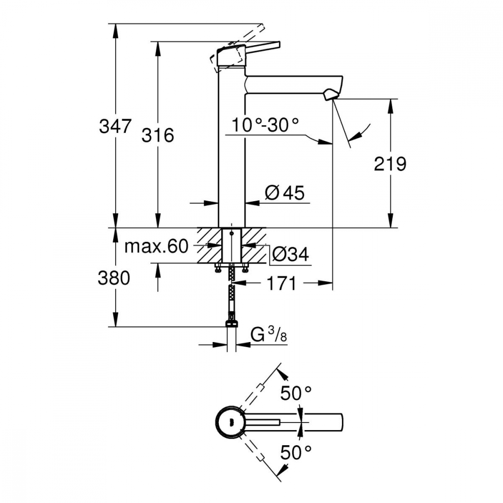 Grohe Concetto baterie lavoar stativ StarLight Chrome 23920001 [2]