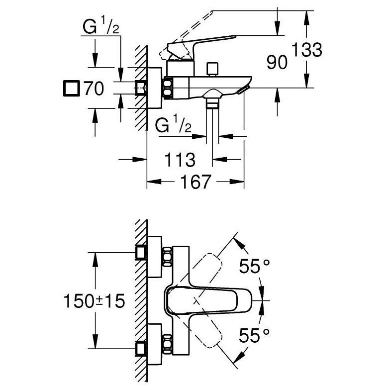 Grohe Cubeo Baterie cada dus monocomanda, negru mat [4]