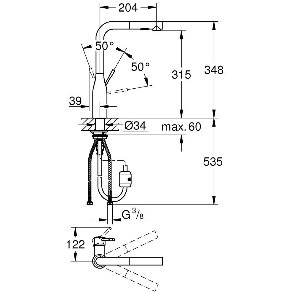 Grohe Essence Baterie chiuveta bucatarie monocomanda cu dus extractibil, cupru (warm sunset) [3]
