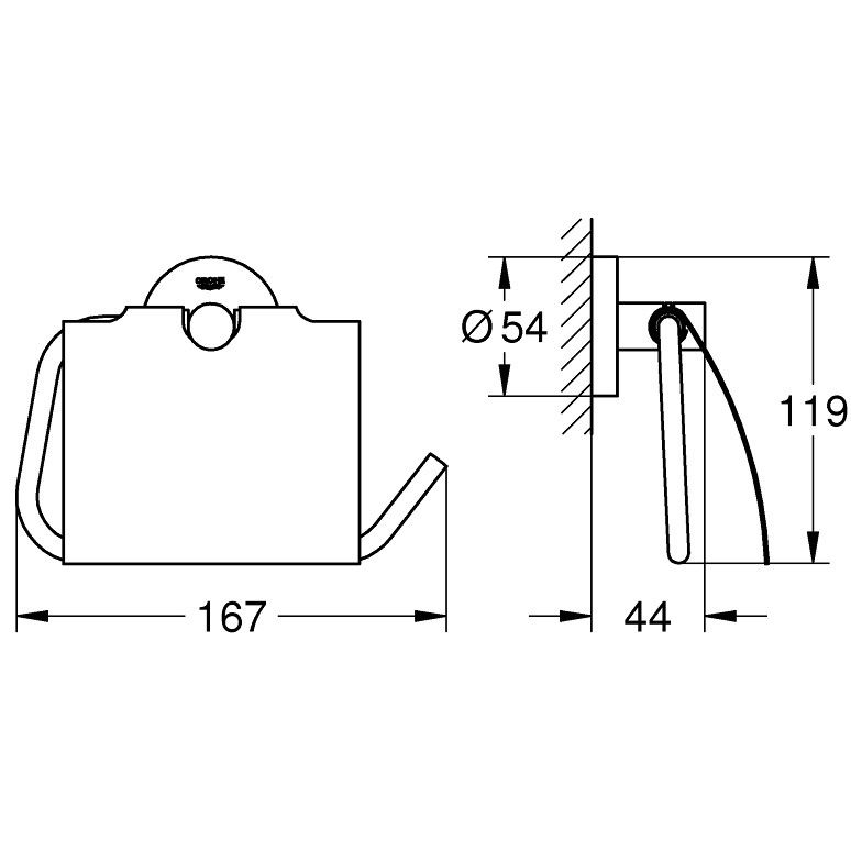 Grohe Essentials Suport hartie igienica cu aparatoare, antracit (hard graphite) [2]