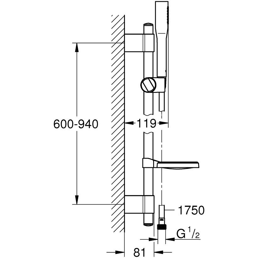 Grohe Euphoria Cosmopolitan Set dus cu bara 90 cm, 1 jet [2]