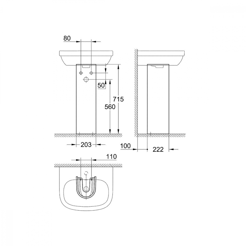 Grohe Euro Ceramic piedestal lavoar alb 39202000 [2]