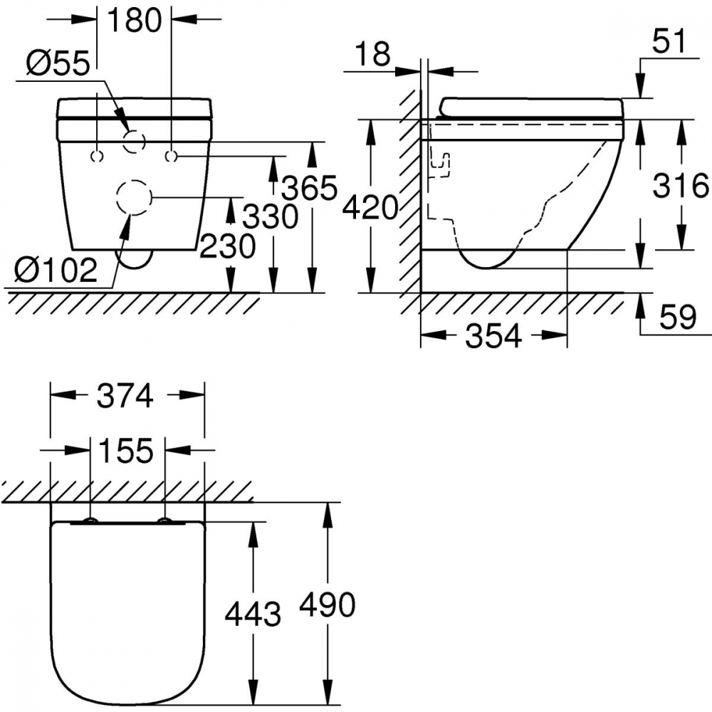 Grohe Euro Ceramic vas wc cu capac soft-close agăţat da da alb 39693000 [2]
