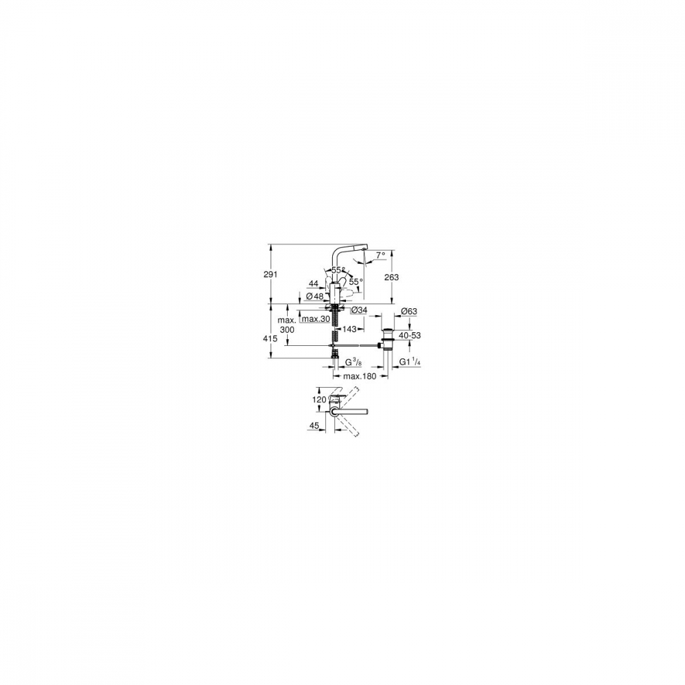 Grohe Eurodisc Cosmopolitan baterie lavoar stativ StarLight Chrome 23054003 [2]