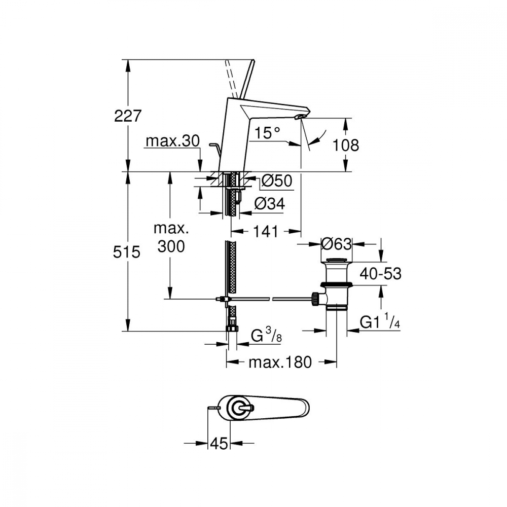 Grohe Eurodisc Joy baterie lavoar stativ StarLight Chrome 23427000 [2]
