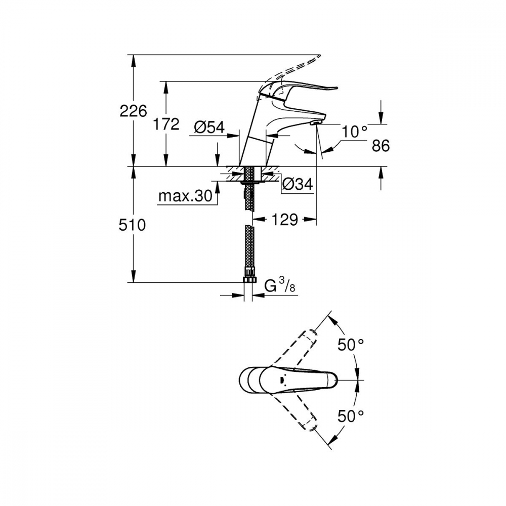 Grohe Euroeco Special baterie lavoar stativ StarLight Chrome 32765000 [2]