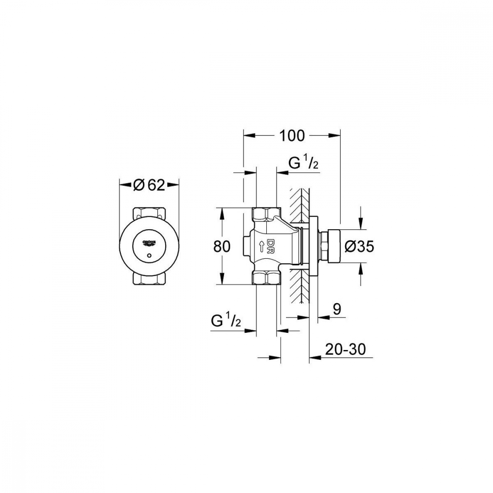 Grohe Euroeco supapă de perete unghiular StarLight Chrome 36268000 [2]
