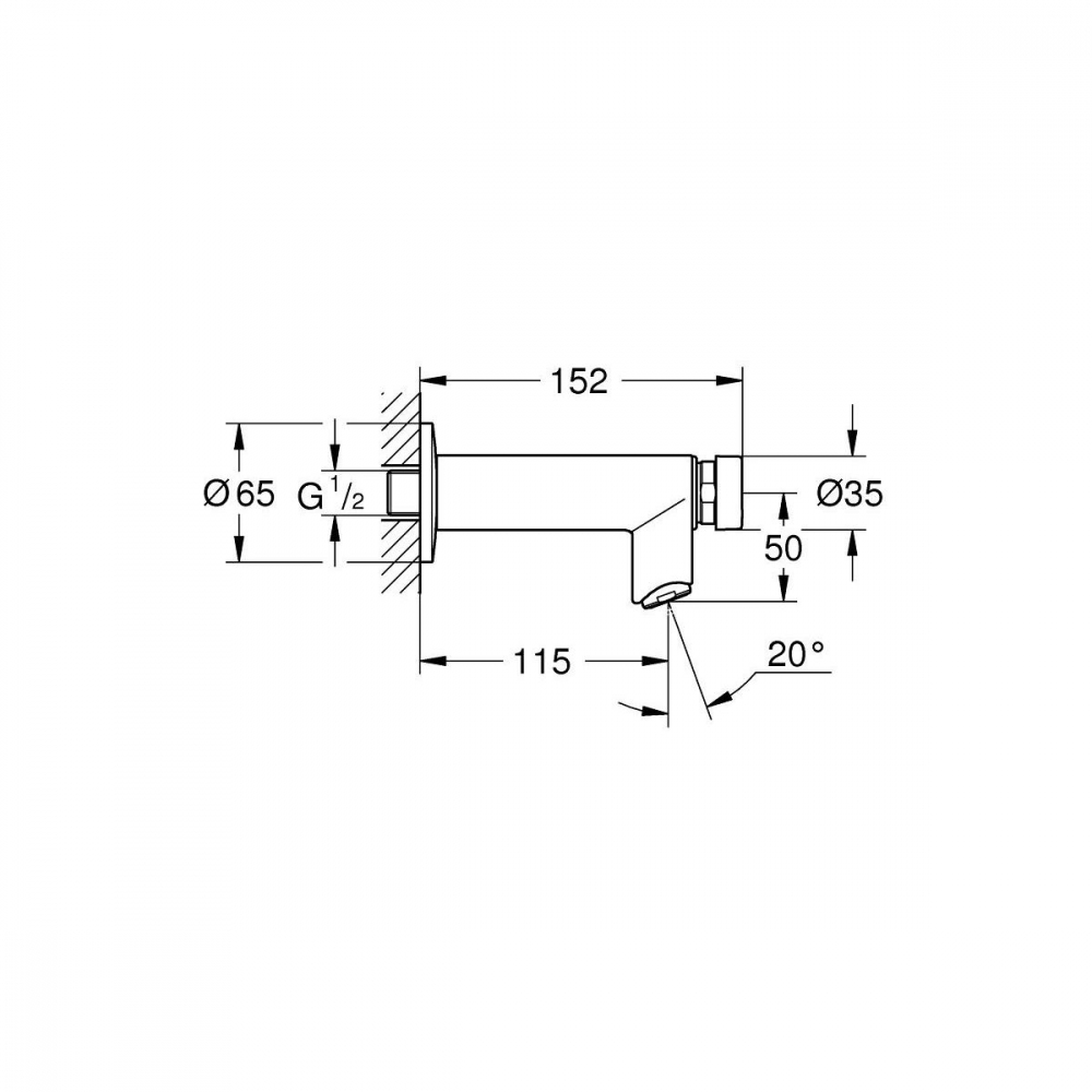 Grohe Euroeco supapă lavoar perete cu presiune StarLight Chrome 36266000 [2]