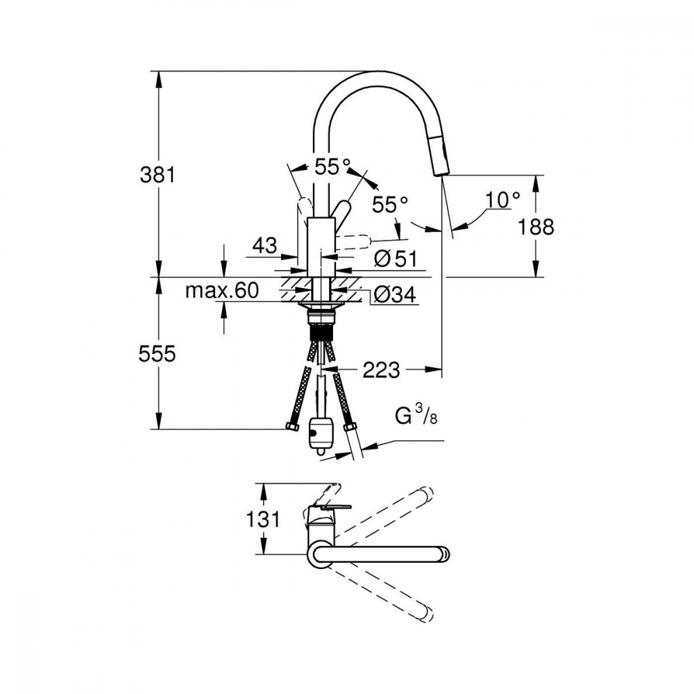 Grohe Get baterie bucătărie pe picior StarLight Chrome 31484001 [2]