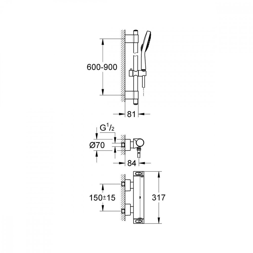 Grohe Grohtherm 2000 baterie de duș perete da StarLight Chrome 34482001 [2]