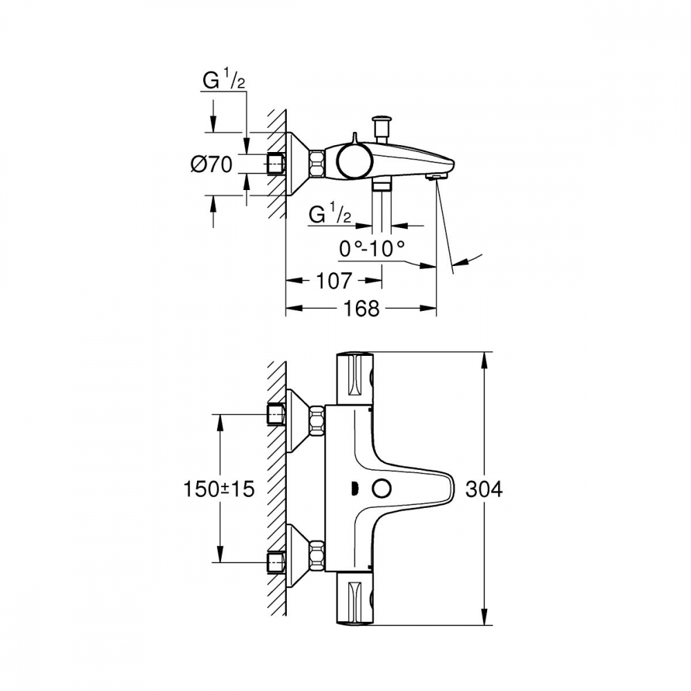 Grohe Grohtherm 800 baterie cadă-duș perete da StarLight Chrome 34576000 [2]