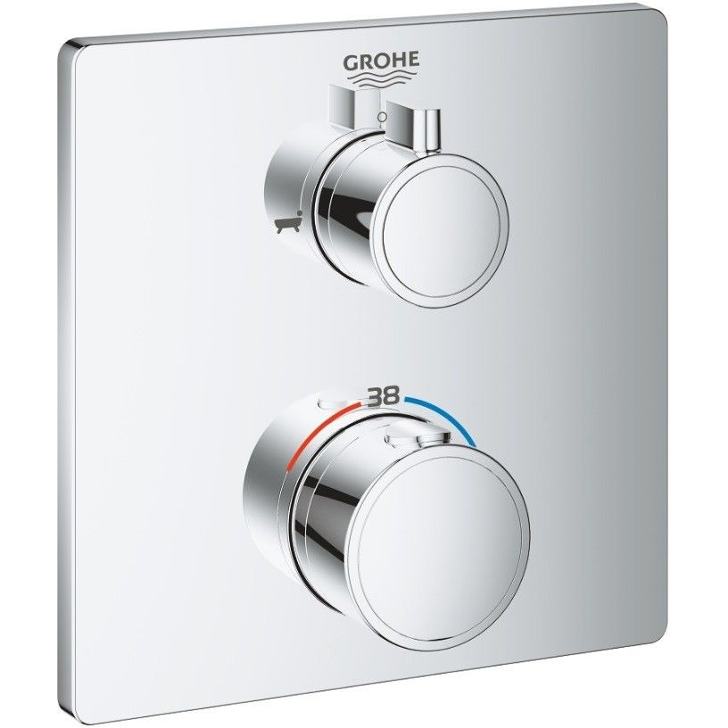 Grohe Grohtherm Baterie cada dus cu termostat, 2 iesiri, patrata, crom [1]