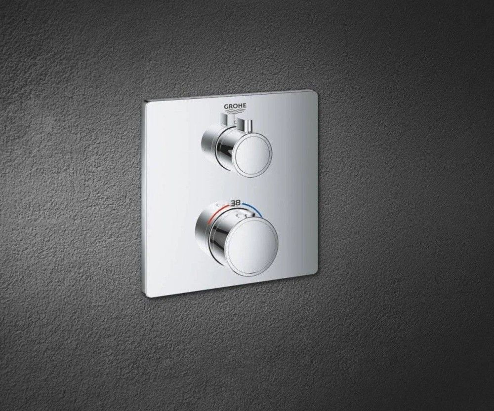 Grohe Grohtherm Baterie cada dus cu termostat, 2 iesiri, patrata, crom [2]