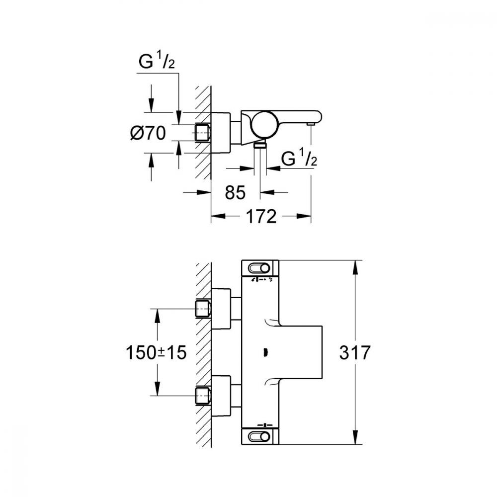 Grohe Grohtherm baterie cadă-duș perete da crom 34174001 [2]