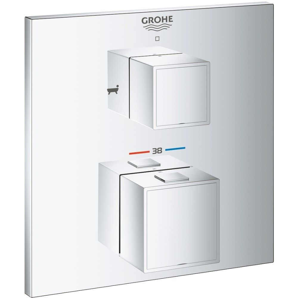 Grohe Grohtherm Cube Baterie cada dus cu termostat incastrata, 2 iesiri, crom [1]