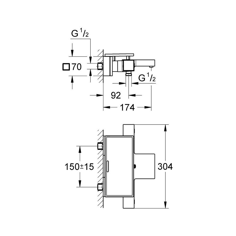 Grohe Grohtherm Cube Baterie cada dus cu termostat si tavita [3]