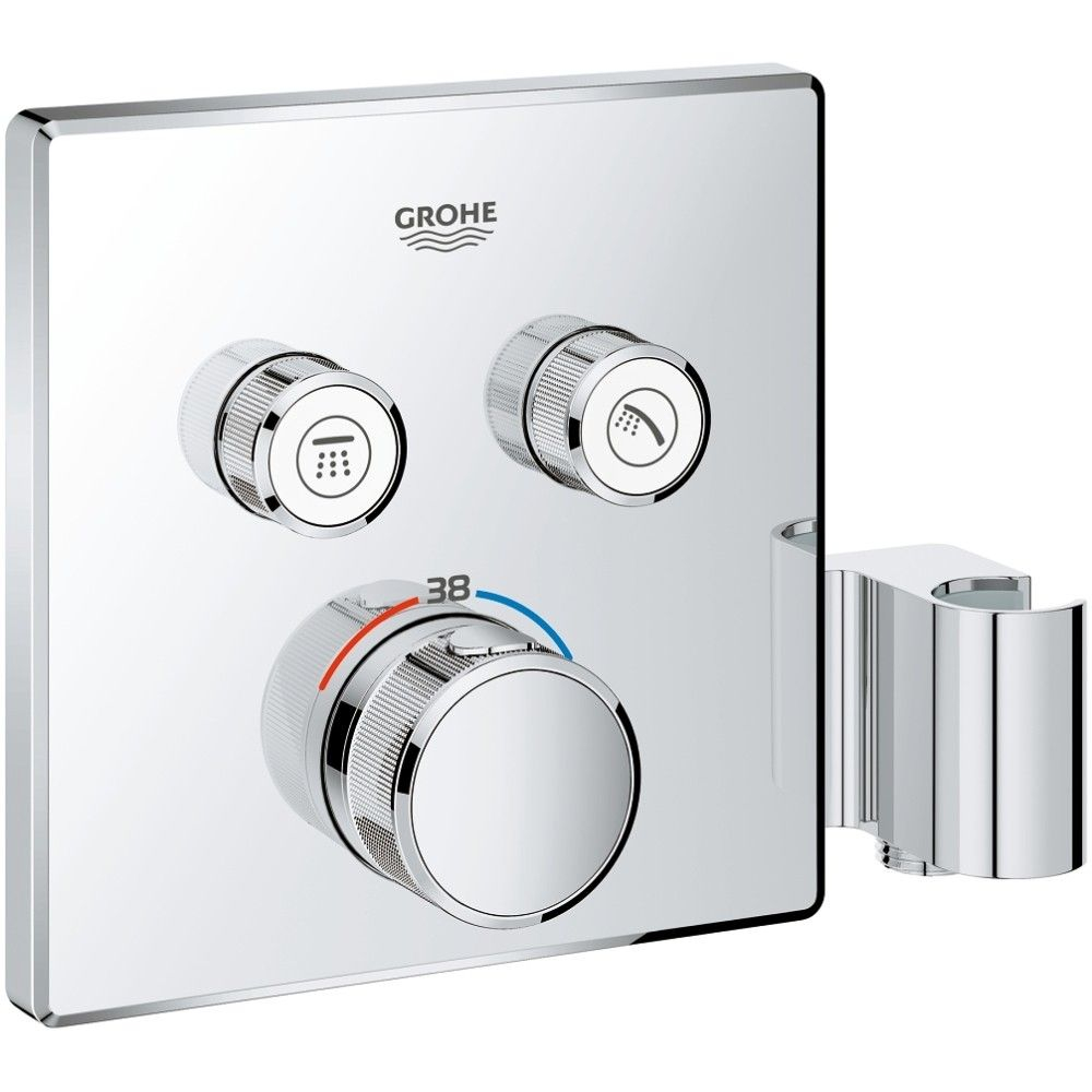 Grohe Grohtherm SmartControl Baterie dus cu termostat cu 2 iesiri si suport, patrata [1]