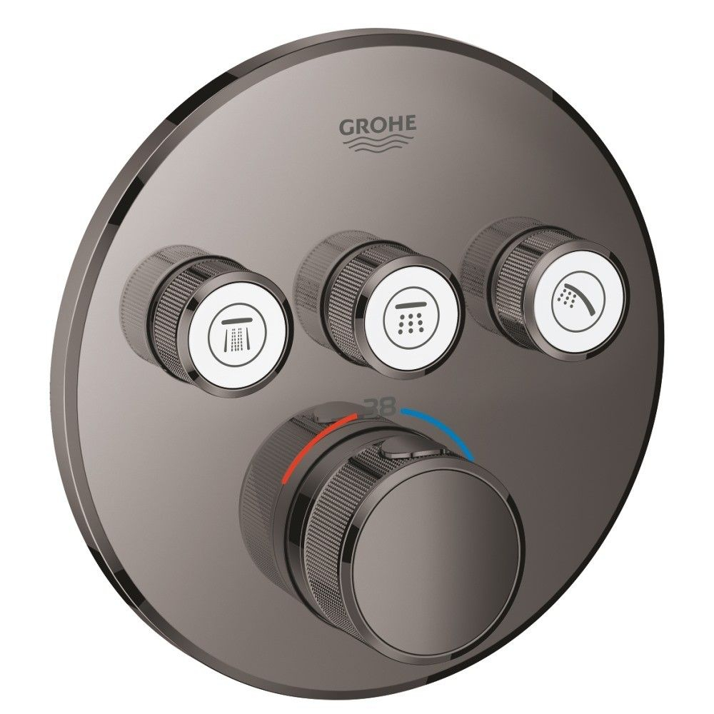 Grohe Grohtherm SmartControl Baterie dus cu termostat si 3 iesiri, rotunda, antracit (hard graphite) [1]