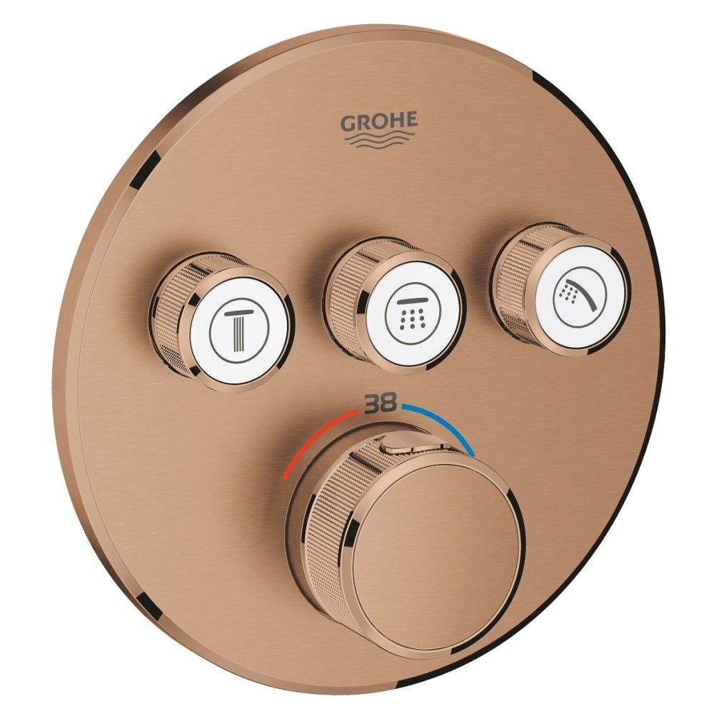 Grohe Grohtherm SmartControl Baterie dus cu termostat si 3 iesiri, rotunda, cupru mat (brushed warm sunset) [1]