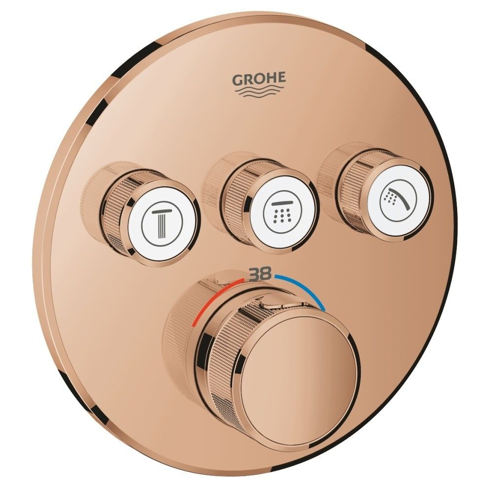 Grohe Grohtherm SmartControl Baterie dus cu termostat si 3 iesiri, rotunda, cupru (warm sunset) [1]