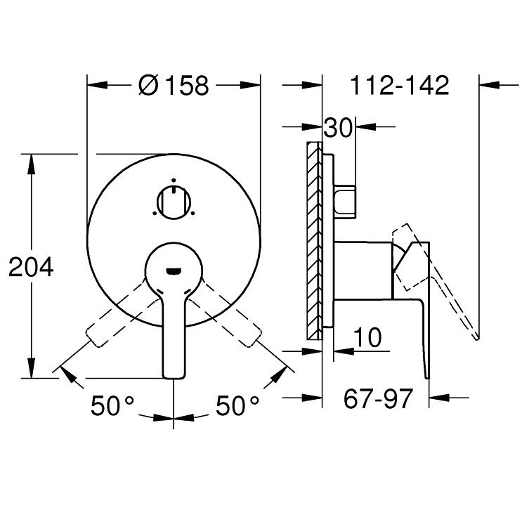 Grohe Lineare Baterie cada dus monocomanda incastrata, 3 iesiri, crom [2]