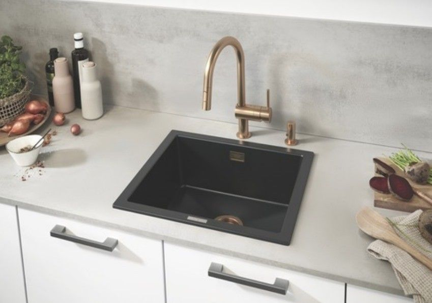 Grohe Minta Baterie chiuveta bucatarie cu dus extractibil 2 jeturi, pipa C, cupru mat (brushed warm sunset) [2]