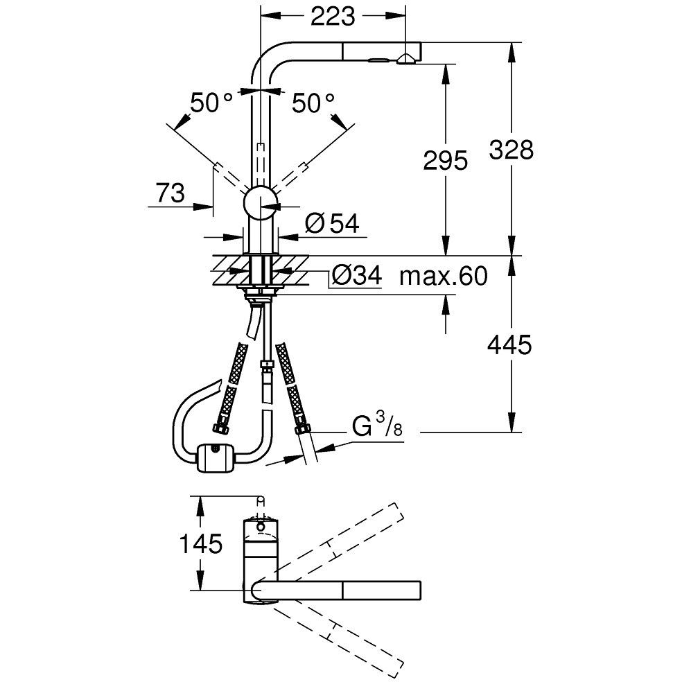 Grohe Minta Baterie chiuveta bucatarie monocomanda cu dus extractibil, pipa L, cupru mat (brushed warm sunset) [2]