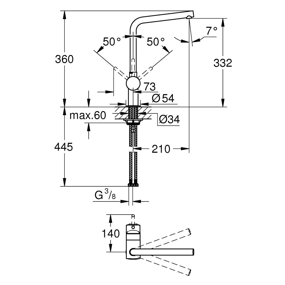 Grohe Minta Baterie chiuveta bucatarie monocomanda, pipa L [5]