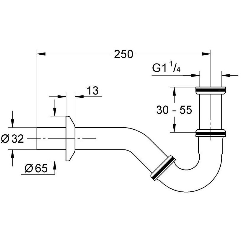 Grohe P-Trap Sifon estetic 1 1/4" pentru bideu [2]