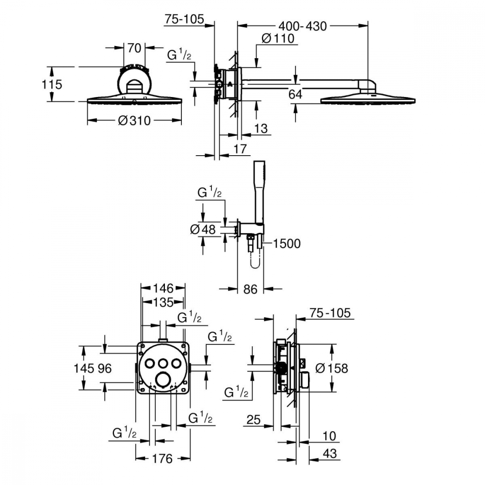 Grohe Precision Smartcontrol set de duș ascuns cu termostat da crom 34874000 [2]