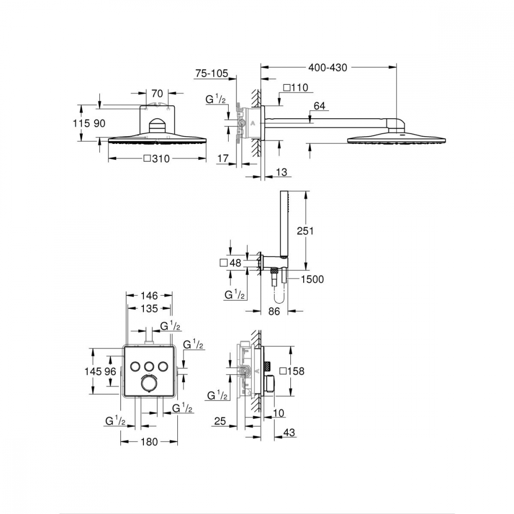Grohe Precision Smartcontrol set de duș ascuns cu termostat da crom 34875000 [2]