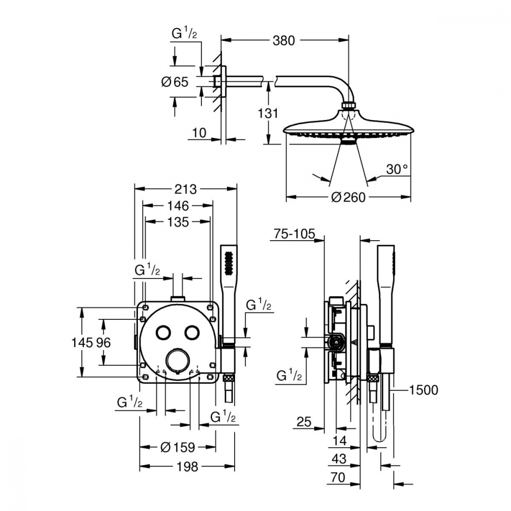 Grohe Precision Smartcontrol set de duș ascuns cu termostat da crom 34878000 [2]