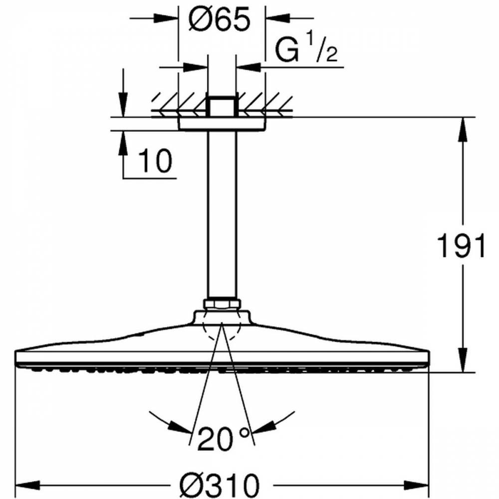 Grohe Rainshower cap de duș cu braț 31x31 cm rotund Brushed Warm Sunset 26560DL0 [2]