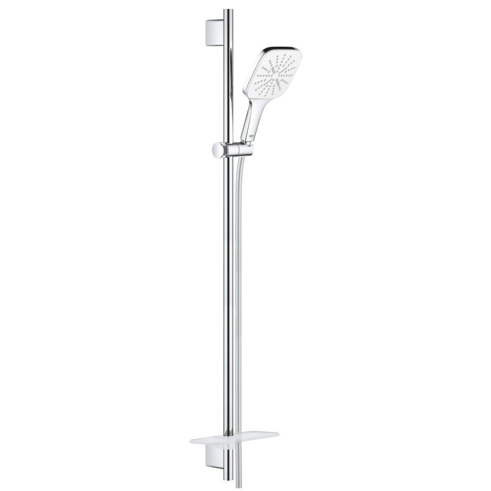 Grohe Rainshower Eco SmartActive 130 Cube Set dus cu bara 90 cm si savoniera, crom/alb (moon white) [1]