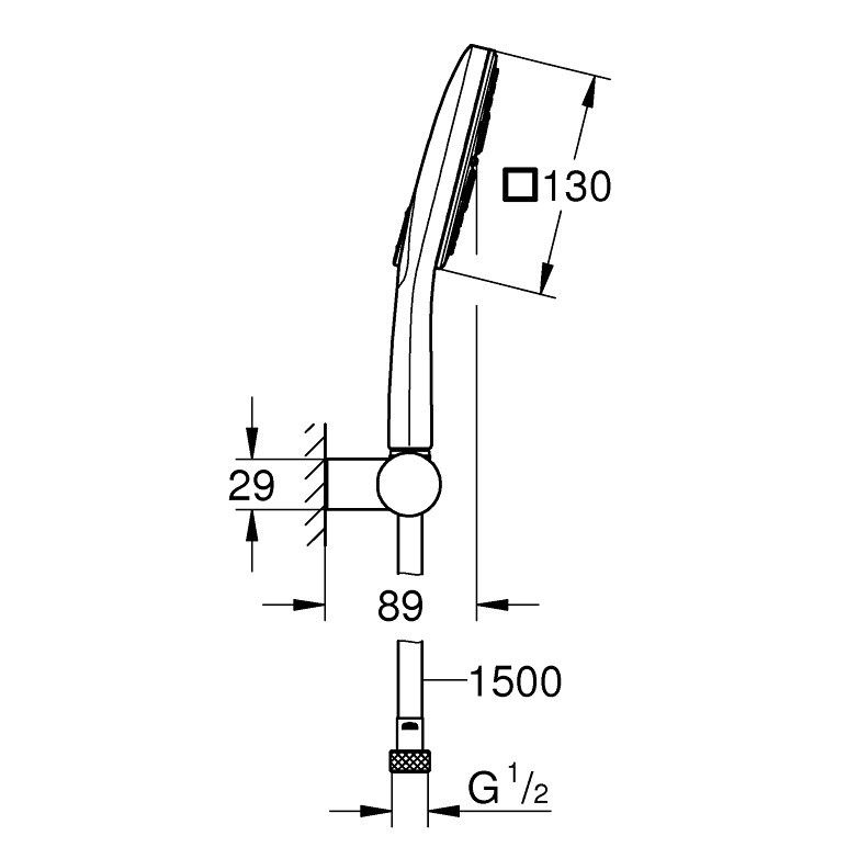 Grohe Rainshower Eco SmartActive 130 Cube Set dus cu suport reglabil, crom [2]
