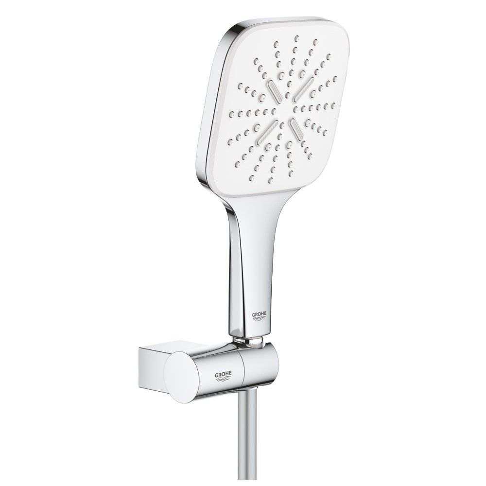 Grohe Rainshower Eco SmartActive 130 Cube Set dus cu suport reglabil, crom/alb (moon white) [1]