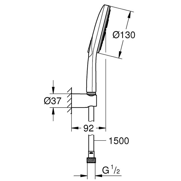 Grohe Rainshower Eco SmartActive 130 Set dus cu suport fix, crom [2]