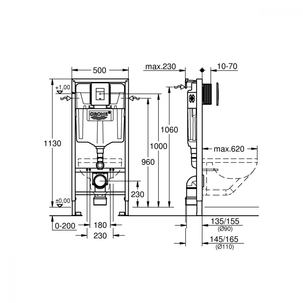 Grohe Rapid SL cadru ascuns cu buton de acționare pentru vas wc suspendat 39449000 [2]