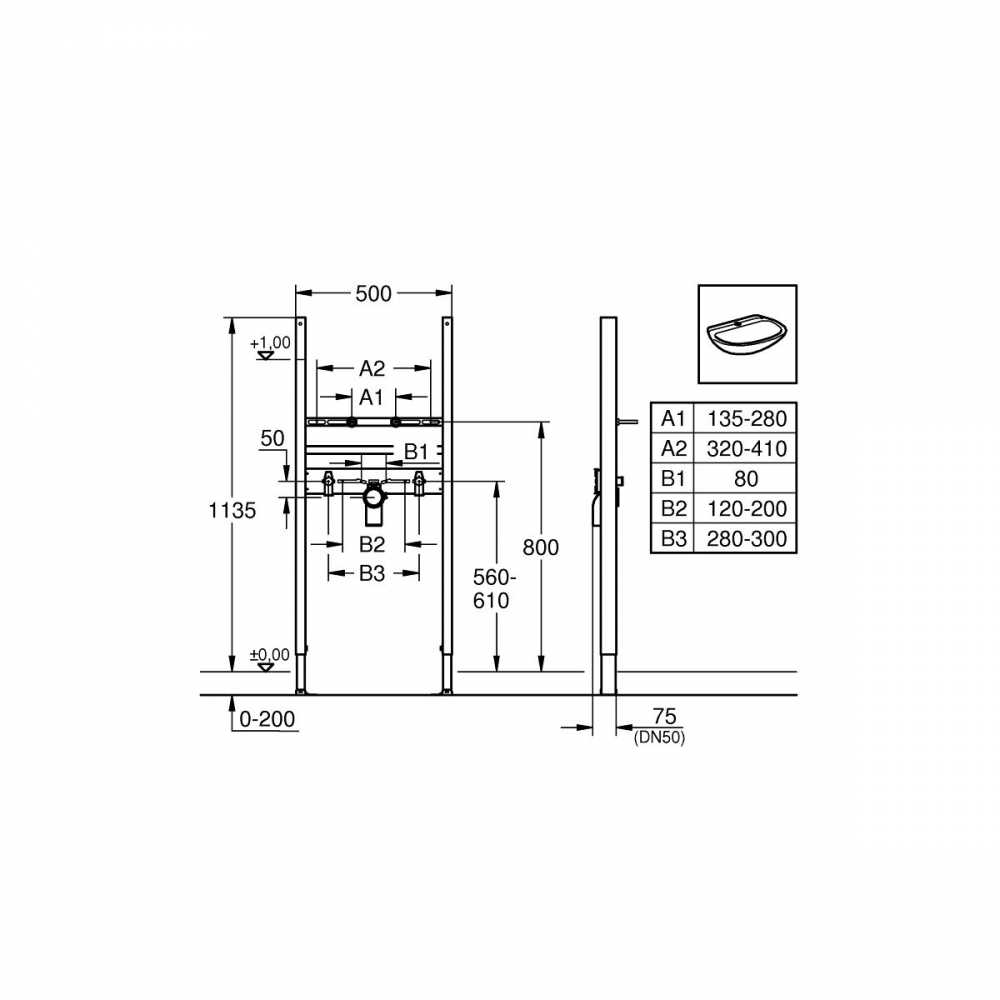 Grohe Rapid SL cadru încastrat pentru chiuvetă 38731000 [2]
