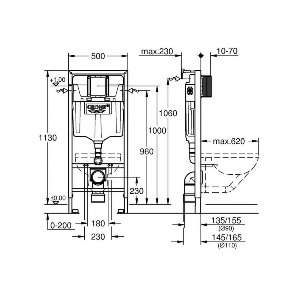 Grohe Rapid SL cadru încastrat pentru vas wc suspendat 38536001 [2]