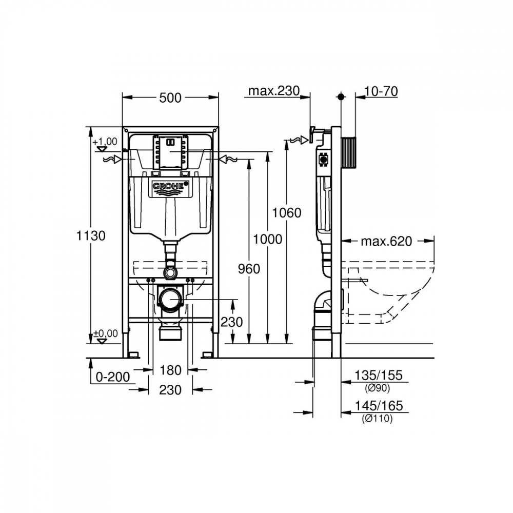 Grohe Rapid SL cadru încastrat pentru vas wc suspendat 39750001 [2]
