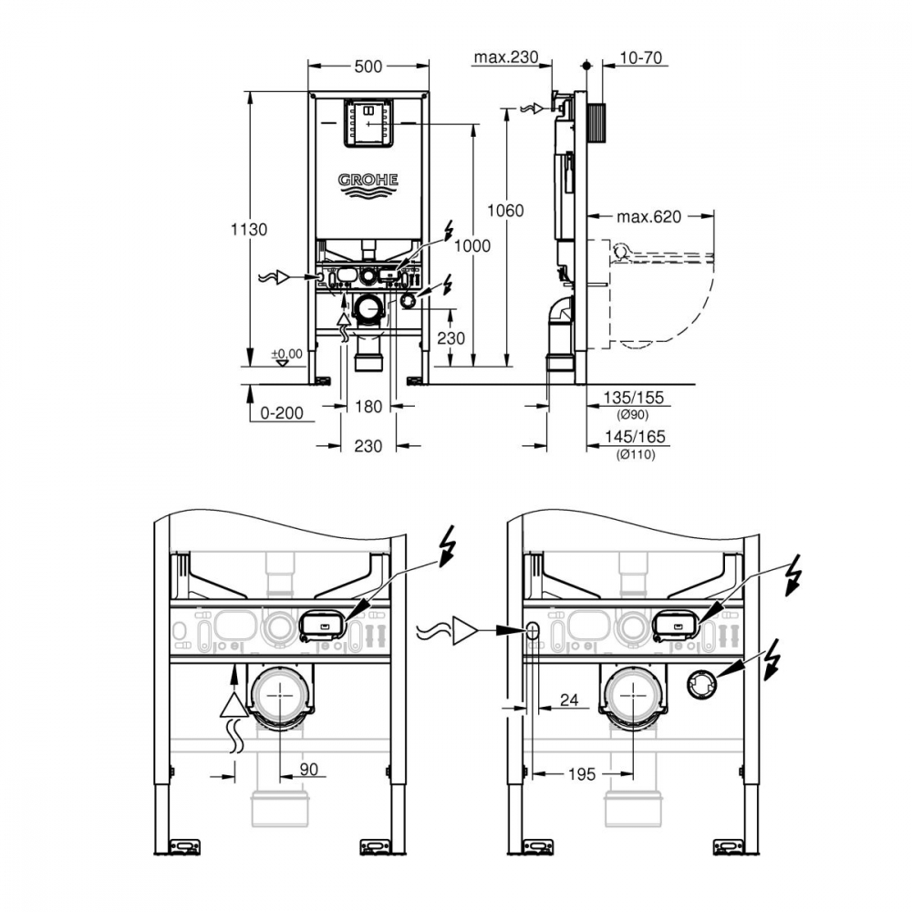 Grohe Rapid SLX cadru încastrat pentru vas wc suspendat 39598000 [2]