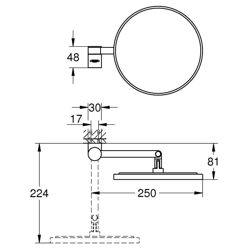 Grohe Selection Oglinda cosmetica Ø20 cm, antracit (hard graphite) [2]