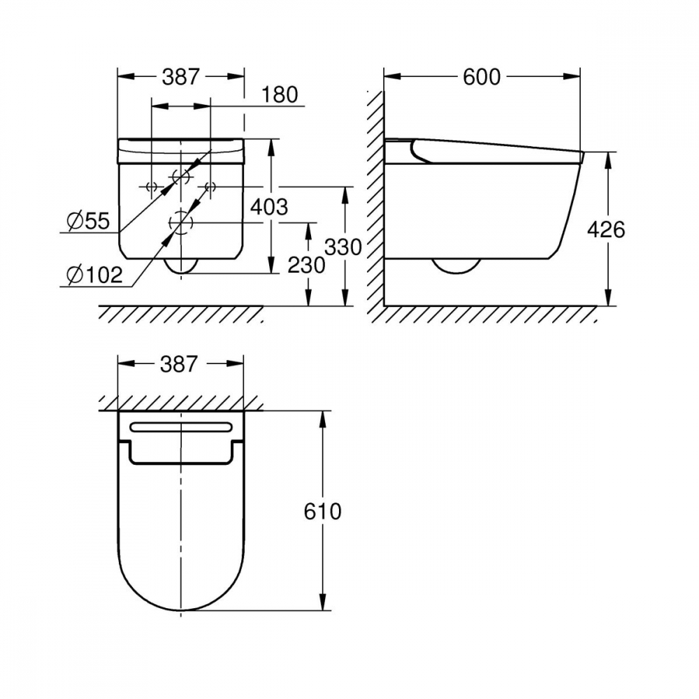 Grohe Sensia toaletă cu spălare agăţat fără margine alb 36507SH0 [2]