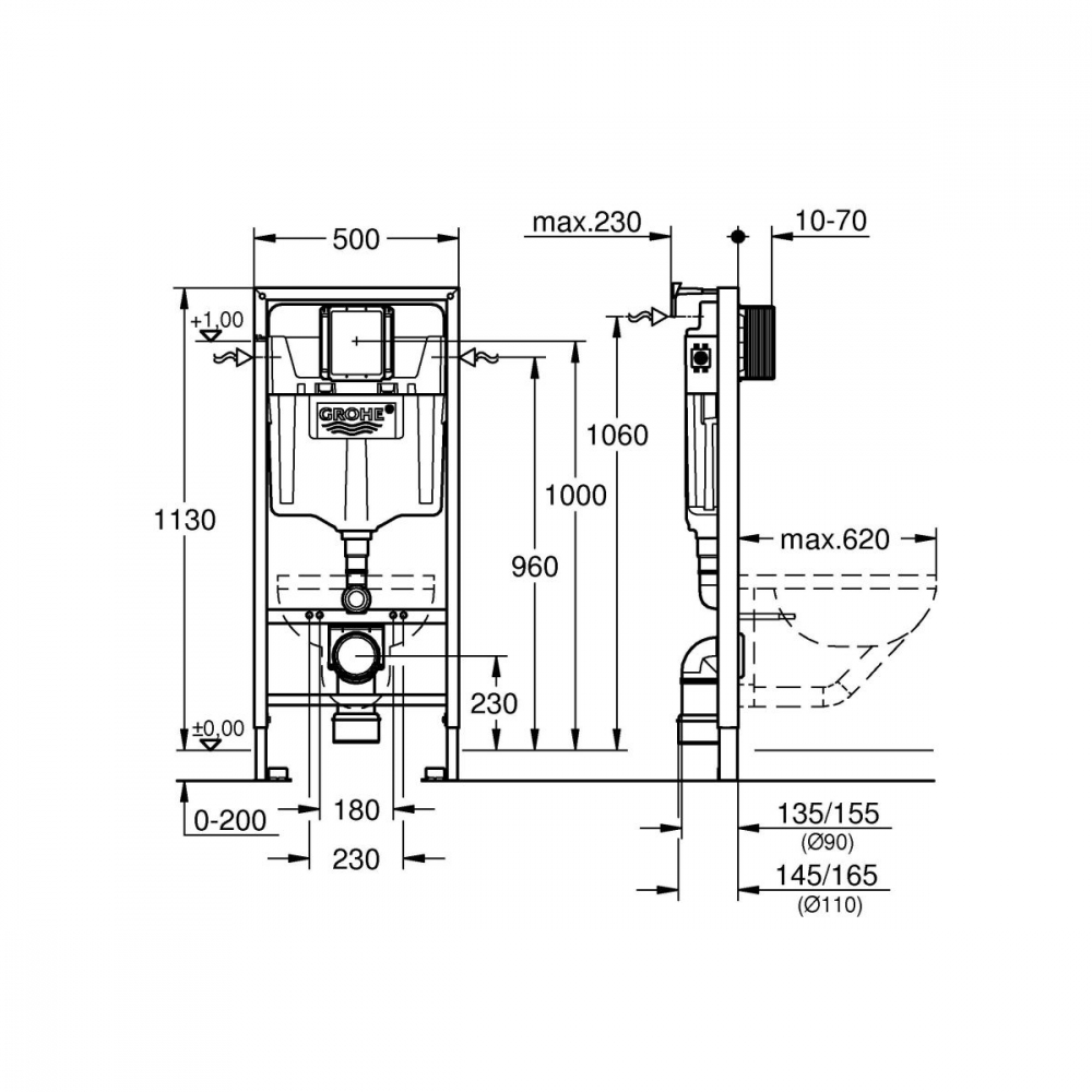 Grohe Rapid SL cadru încastrat pentru vas wc suspendat 38539001 [2]