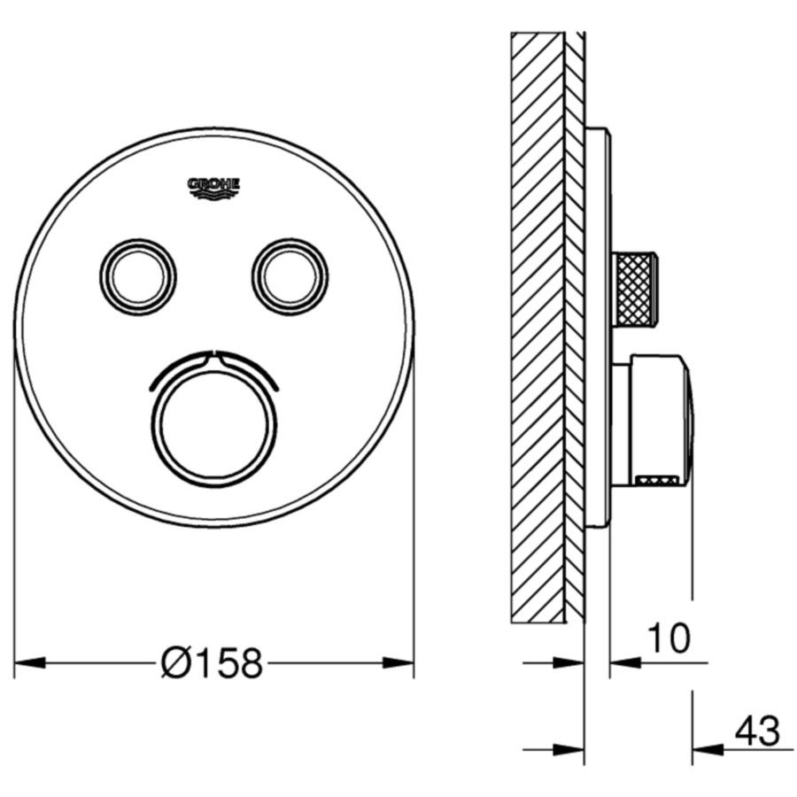 Grohe SmartControl Baterie dus cu 2 iesiri, rotunda [2]