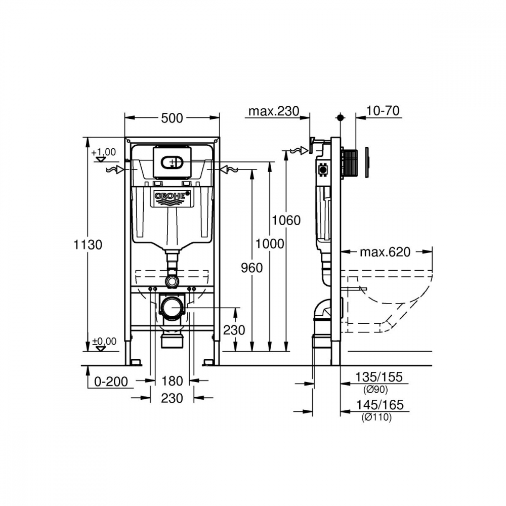 Grohe Solido cadru ascuns cu buton de acționare pentru vas wc suspendat 38981000 [2]