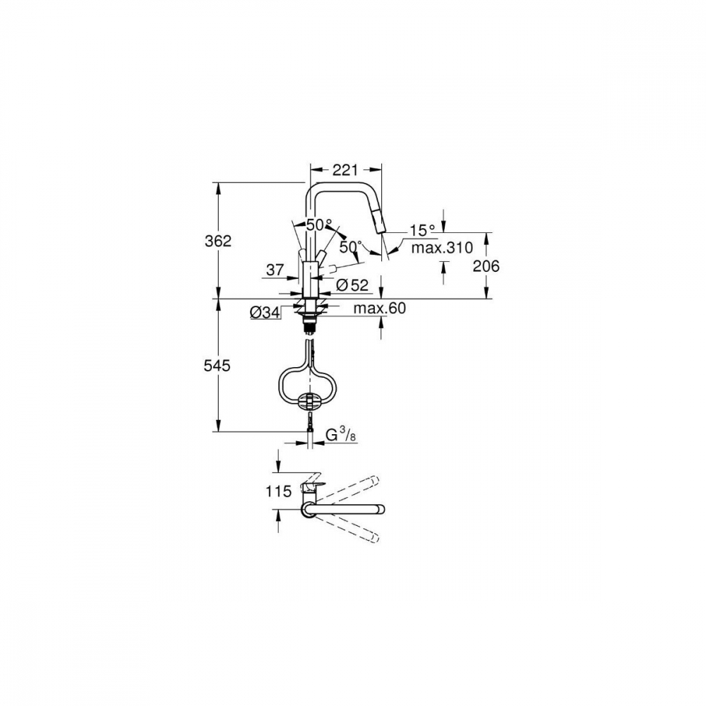 Grohe Start baterie bucătărie pe picior crom 30631000 [2]