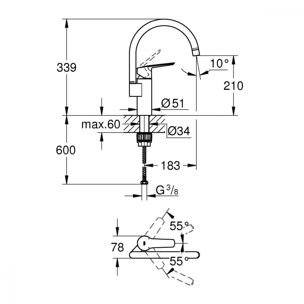 Grohe Start baterie bucătărie pe picior negru 304692430 [2]